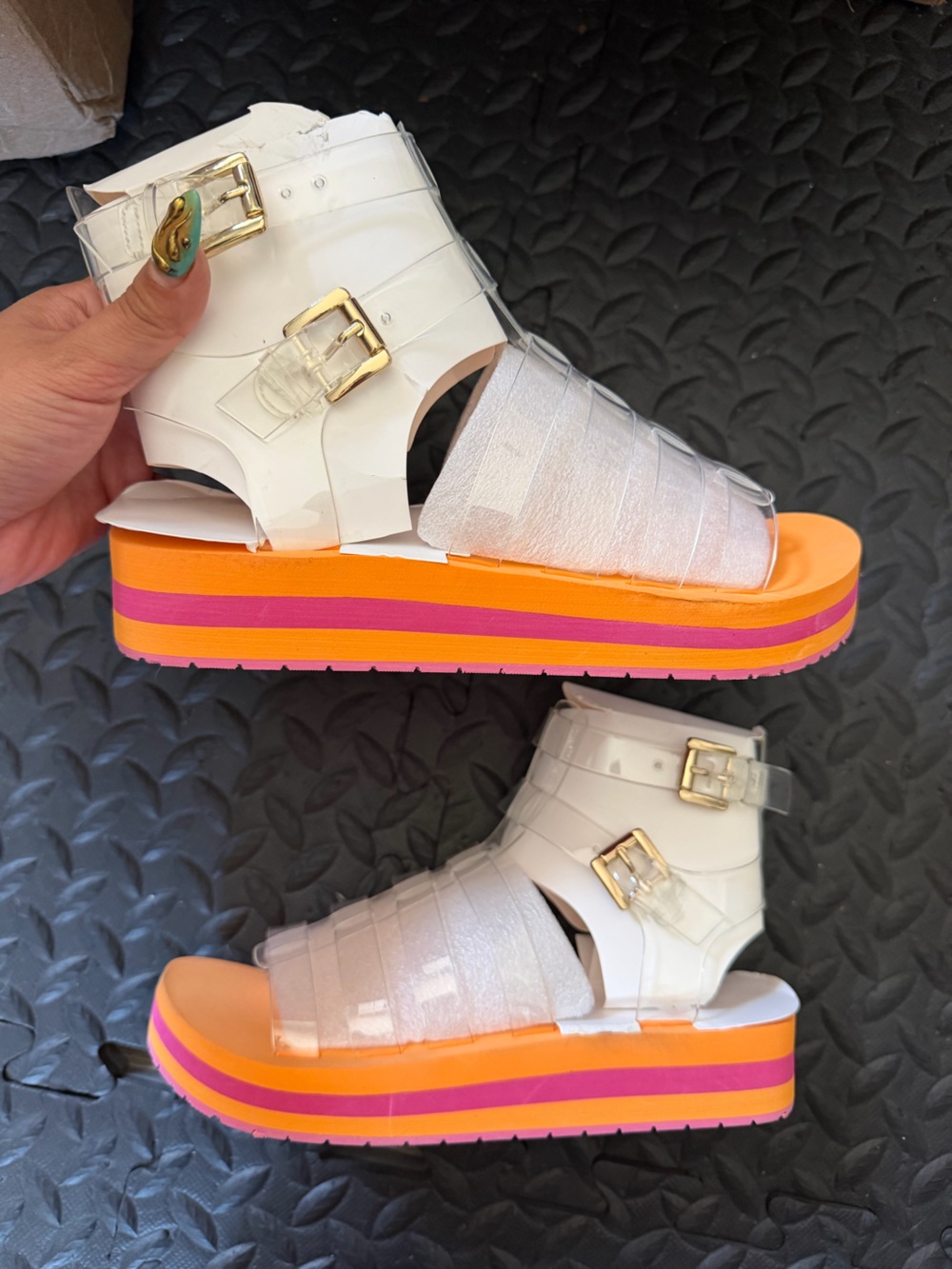 New Jessica Simpson Bimala Clear/SWT Clementine Sandal Sz 7